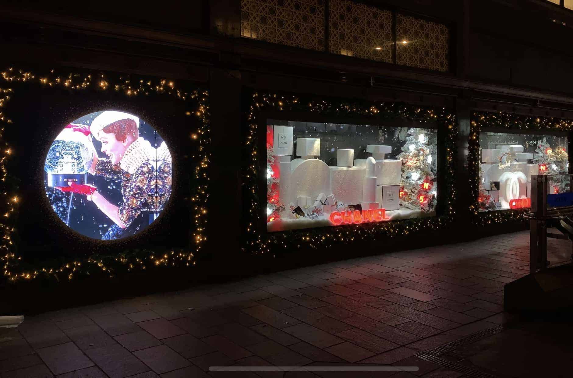 Chanel Christmas windows harrods
