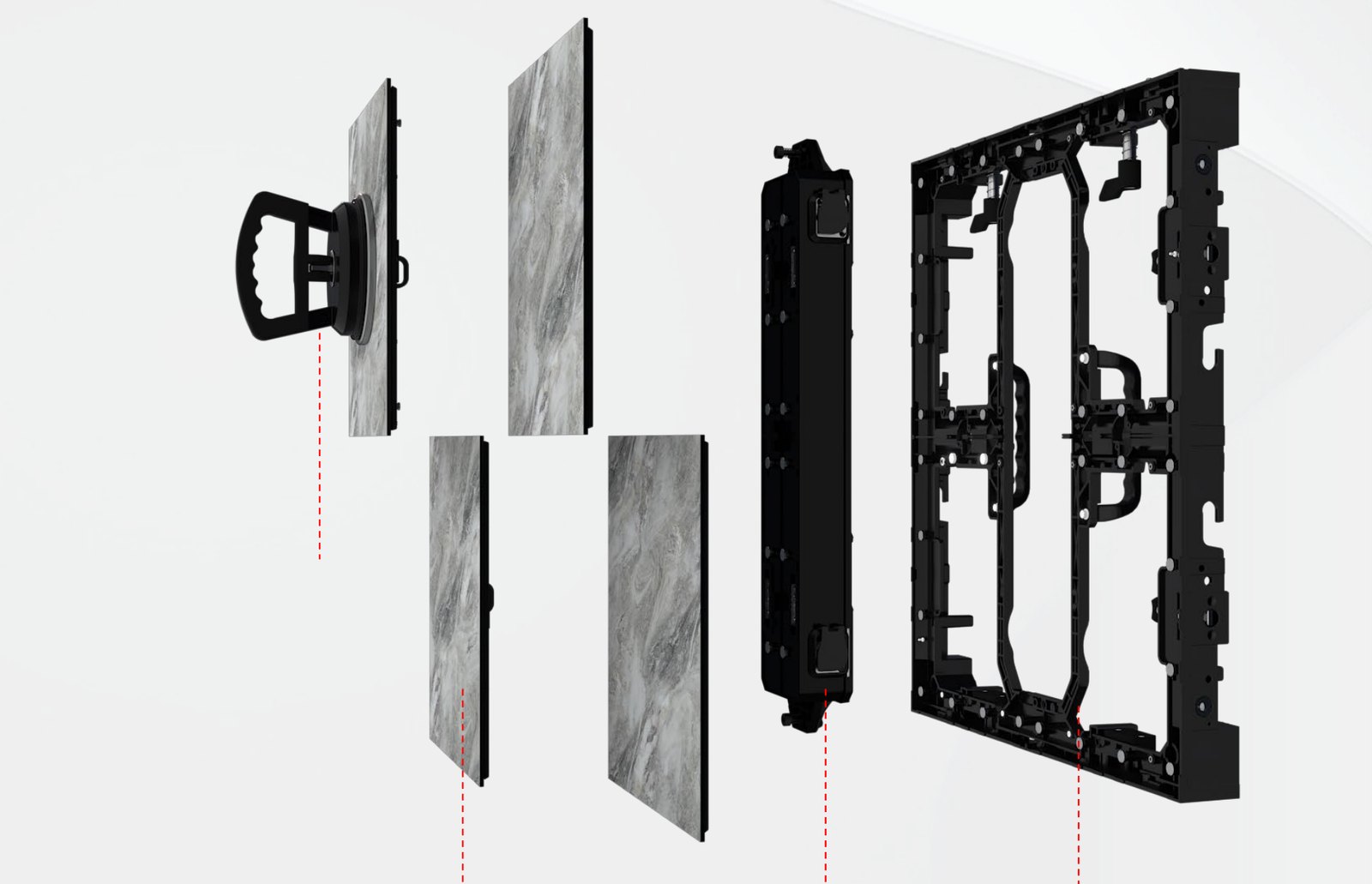 DSK Series front service: suction tool, finish panels and LED modules, control unit and cabinet frame